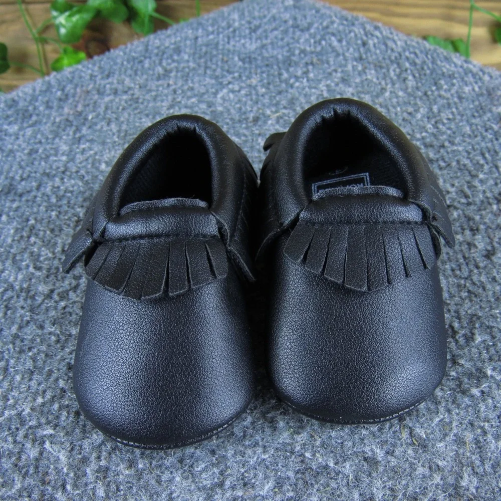 Romirus‎ Moccasins Toddler 1 Black Faux Leather Soft Sole Flexible